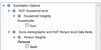 Screen shot of weights available on the file.