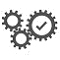 Icon of cogs with tick