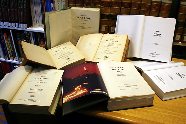 Photograph: Yearbooks at the Parliamentary Library