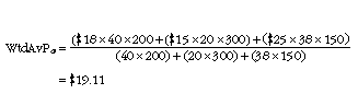 Equation: Weighted average price example equation