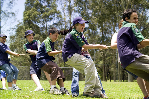 Photograph: Tug-o-war – courtesy Scouts Australia.