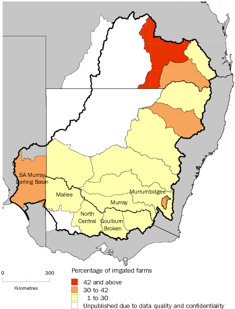 Diagram: 4.31 Farms that changed to more efficient irrigation scheduling, by NRM region—Murray-Darling Basin—2004–05