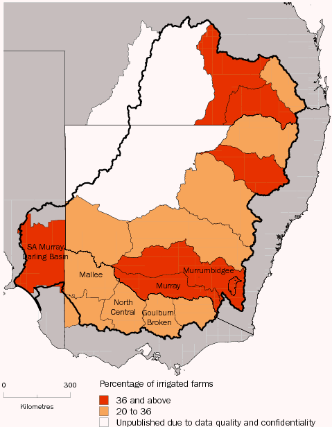 Diagram: 4.30 Farms that changed to more efficient irrigation techniques, by NRM region—Murray-Darling Basin—2004–05