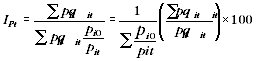 Equation - Paasche index using expenditure weights