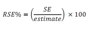 RSE% = (SE/estimate) x 100