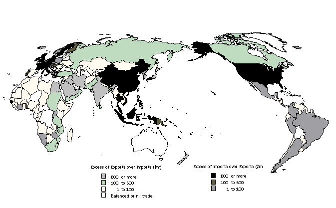 Map - 30.24 NET BALANCE OF TRADE, Partner countries - 2001-02