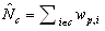Diagram: N hat subscript c equals the summation of w subscript p,i, over all i belonging to c