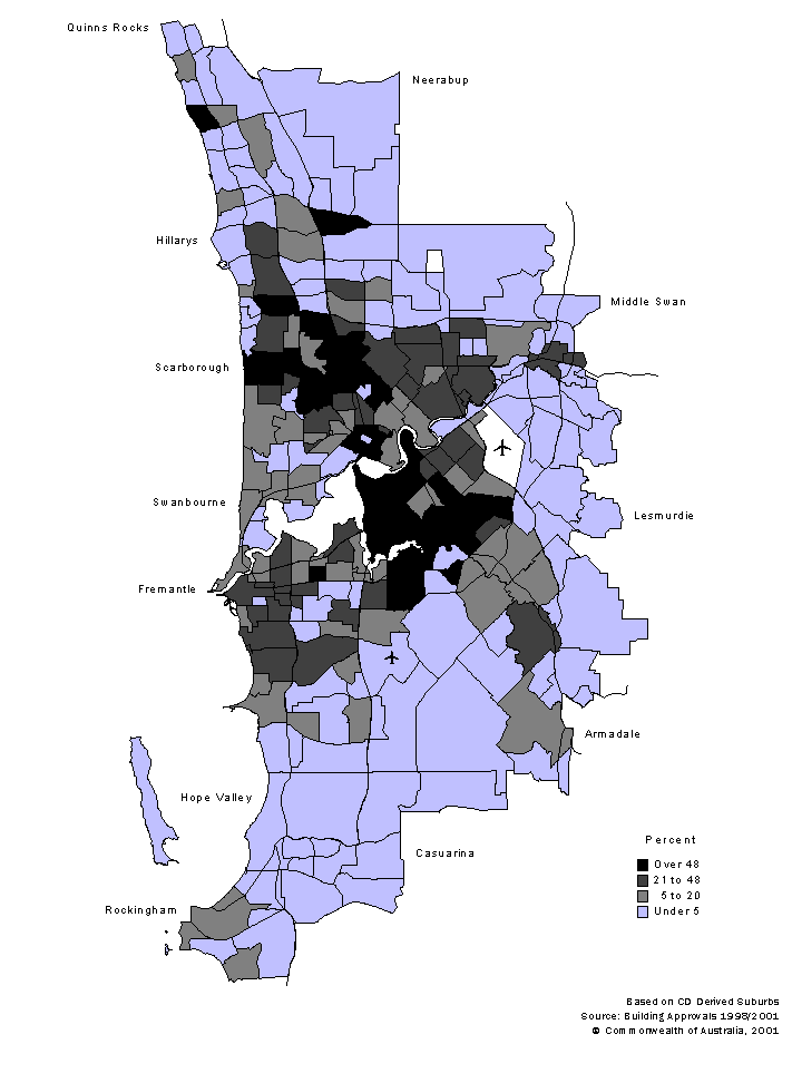 Image - Map - CLUSTERED DWELLING APPROVALS AS A PROPORTION OF TOTAL DWELLING APPROVALS