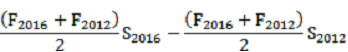 Equation calculates the contribution of size to the change in wage growth between 2012 and 2016 with the effects of frequency removed. 