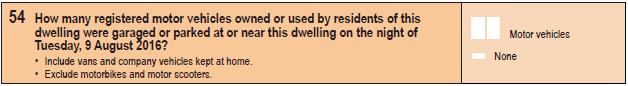 Image: question 54 from the paper 2016 Census Household Form.