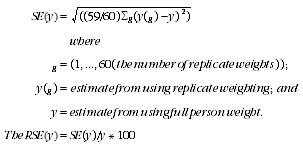 Equation: Standard error and relative standard error