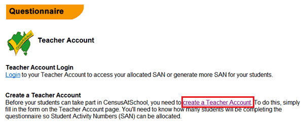 Step Two: Select 'create a teacher account'