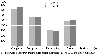 Type of legal organisation of actively trading businesses