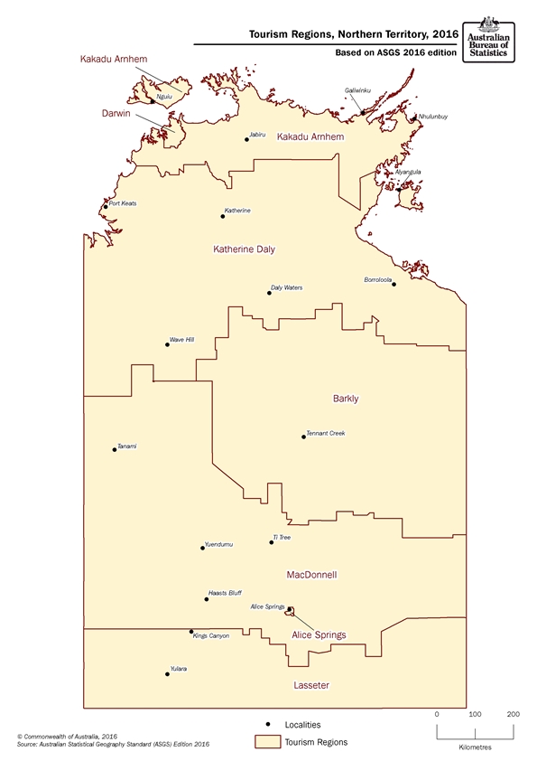 Images: Tourism Region Map Northern Territory 2016