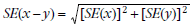 Equation: SE (x - y) = square root of ([SE (x)] squared - [SE (y)] squared)