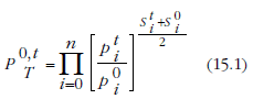 A formula to calculate the bilateral Tornqvist index between periods 0 and t.