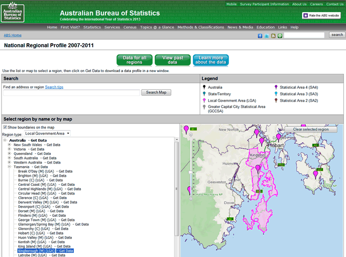 Image: National Regional Profile web page