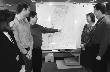 Image: Staff from the ASB SA Office reviewing maps for the 2006 Census of Population and Housing dress rehearsal held in August 2005