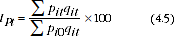 Equation: The Paasche price index is derived from the ratio of the total value of the basket in period t compared to the revalued basket from period 0 using prices quantities from period t..