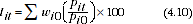 Equation: This is the price relative form of the Laspeyres index derived as the product of the expenditure share of item i  in the reference period and the price relative for the ith item in that same period