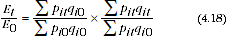 Equation: This is an example of a Laspeyres decomposition. The change in an expenditure aggregate between two periods is the product of a Laspeyres price index and a Paasche volume index.