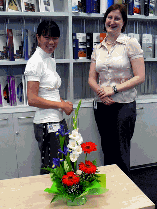 Diagram: Acting ACT Office Regional Director (Beidar Cho) and ACT Demographer (Gemma Wood) in the foyer of the new ACT Regional Office