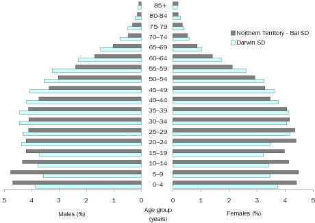 Diagram: Age and Sex Distribution, NT, 2007