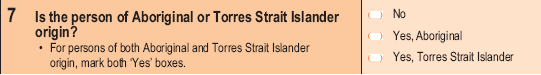 Diagram: 2006 Census of Population and Housing question 7 - Is the Person of Aboriginal or Torres Strait Islander origin
