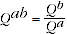 Equation A.3 Represents quantity comparisons between entities a and b