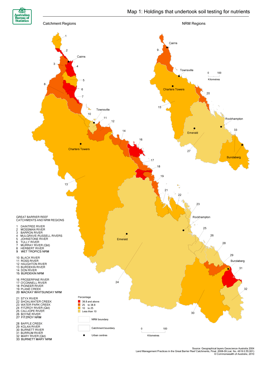 Map 1 Holdings that undertook soil testing for nutrients