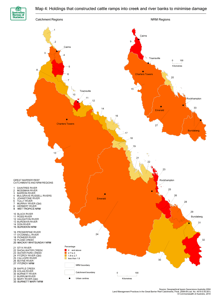 Map 4 Holdings that constructed cattle ramps into creek and river banks to minimise damage