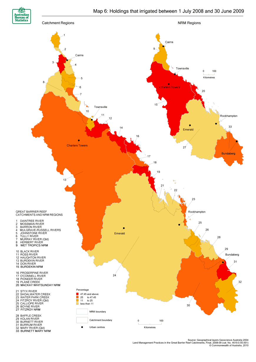 Map 6 Holdings that irrigated between 1 July 2008 and 30 June 2009