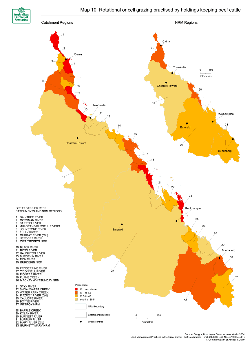 Map 10 Rotational or cell grazing practised by holdings keeping beef cattle