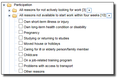 An image of the Tablebuilder menu that shows the selection of multi-response items