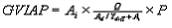Equation: GVIAP = area irrigated x (total quantity/(area not irrigated/yield difference factor + area irrigated)) x unit price