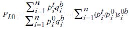 The Lowe index using the quantities of period b is shown.