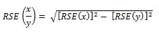 Equation: RSE (x / y) = square root of ([RSE (x)] squared - [RSE (y)] squared)