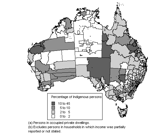 Diagram: Indigenous persons in highest household income quintile(a)(b), Indigenous Areas