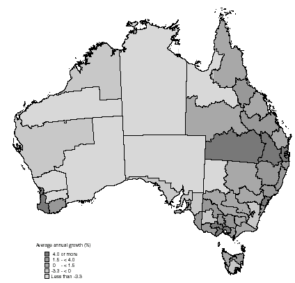 Image - Map - EXPERIMENTAL ESTIMATES: AVERAGE ANNUAL GROWTH IN TOTAL SMALL BUSINESS INCOME BY