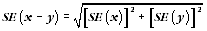 Equation: Of SE between two different estimates