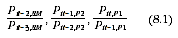 Equation: Price relative of benchmark = P(i, t-2, BM)/P(i, t-3, BM); Price relative of P2 = P(i, t-1, P2)/P(i, t-2, P2); Price relative of P1 = P(i, t, P1)/P(i, t-1, P1); 