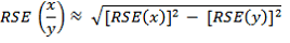 Equation:RSE of Proportion equals square root of RSE x squared minus RSE y squared