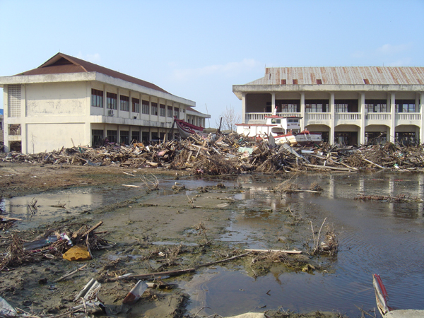 Photograph: Impact of the December 2004 Indian Ocean tsuinami.