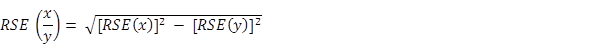 Equation: RSE of Proportion x over y equals square root of RSE x squared minus RSE y squared