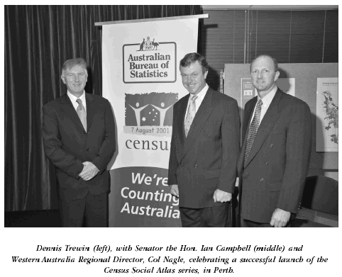 Image - Dennis Trewin, Ian Campbell, Col Nagle at Census Social Atlas series launch in Perth