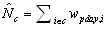 Diagram: N hat subscript c equals the summation of w subscript pday,i, over all i belonging to c