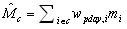 Diagram: M hat subscript c equals the summation of w subscript pday,i multiplied by M subscript i, over all i belonging to c
