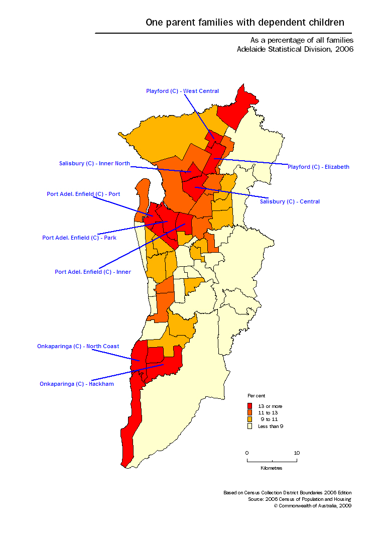 Diagram: Geographic Distribution of one parent families