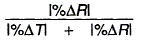 Equation: absolute percentage change in R divided by [ absolute percentage change in T +  absolute percentage change in R] .