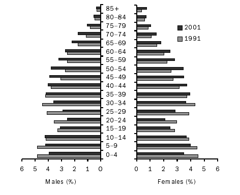 A population pyramid for the Midlands SD